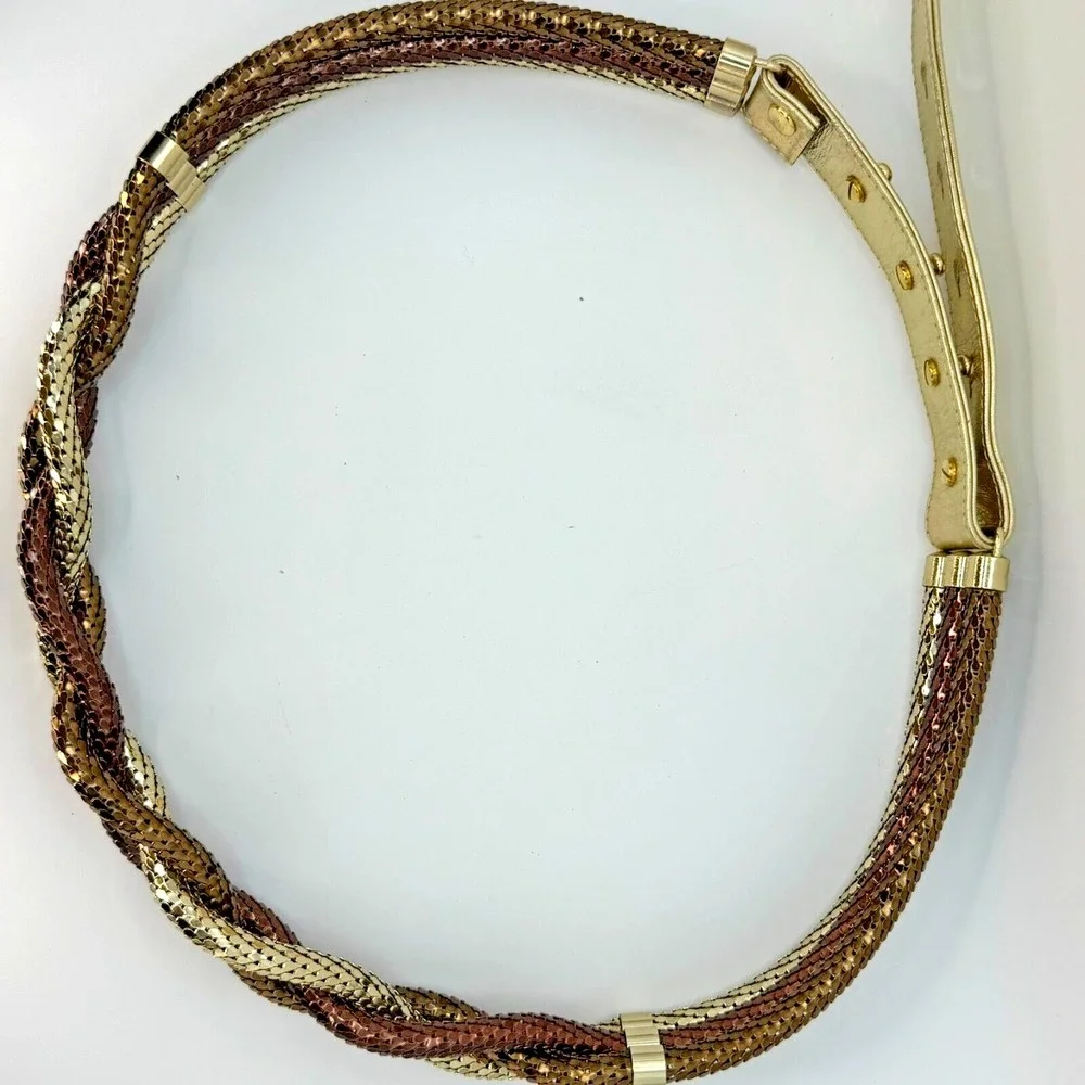 Vintage Braided Chain Belt‎ Mixed Metals Glam Grunge Snake Chain Waist